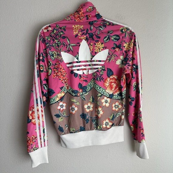 Adidas x FARM Jardineto Track Jacket Floral Firebird Pink Trefoil S Runs Small - Picture 5 of 12